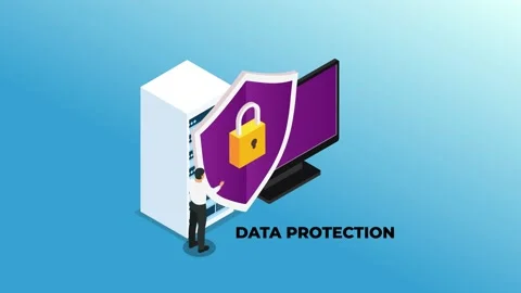 Businessman with shield symbol in data center Stock Footage 225566708