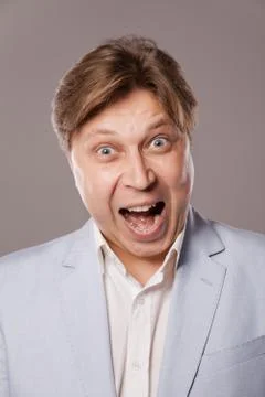 Businessman shouting Foto stock