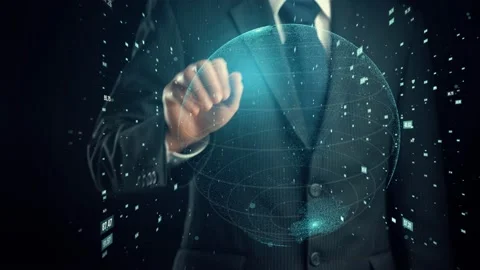 Businessman show hologram of programming coding allusive technology Stock Footage 197540534