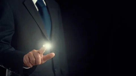 Businessman show hologram of programming coding allusive technology Stock Footage 200907080