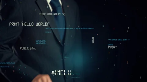 Businessman show hologram of programming coding allusive technology Stock Footage 201339048