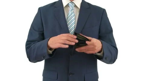 Businessman Showing Bunch of USD Dollar Money in His Wallet Stock Footage 76515519