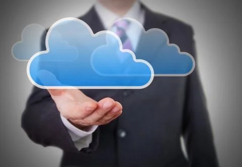 Businessman showing a cloud Stock Illustration