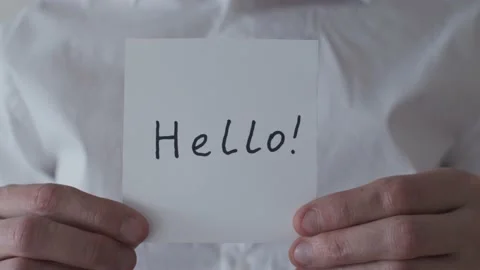 Businessman Showing  Hello Note Stock Footage 172534334