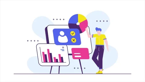A businessman showing modern data visualization illustration business animated Stock Footage 292842998