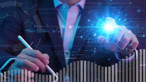 Businessman showing virtual increasing technical graph Stock-Footage 240732457