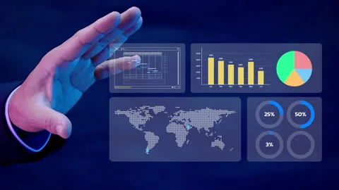 Businessman showing virtual increasing technical graph and up arrow Stock-Footage 246799802