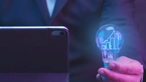 Businessman showing virtual increasing technical graph and up arrow Stock-Footage 247164430