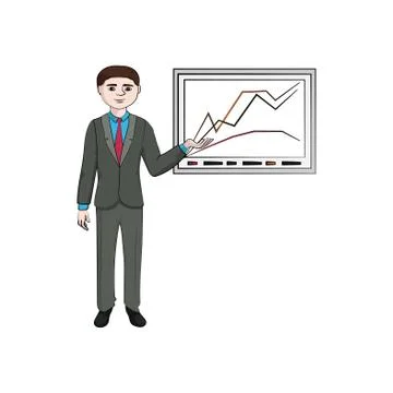 Businessman shows a graph vector Illustrazione stock