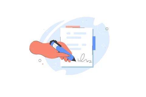 Businessman Sign on document flat vector. Agreement contract. Signature Stock Illustration