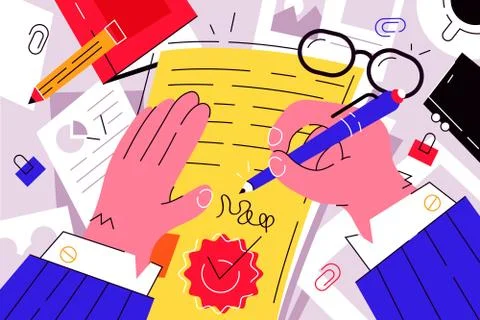 Businessman signing documents Stock Illustration