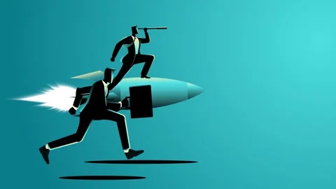 Businessman Silhouette Race Running Rocket Motion Stock Footage 292425759