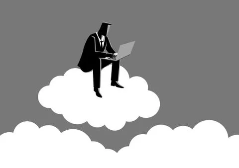 Businessman sits on cloud Stock Illustration