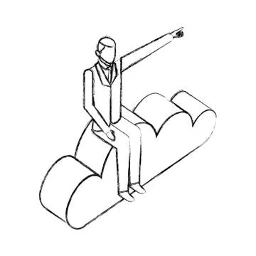 Businessman sitting on cloud computing storage Stockillustratie