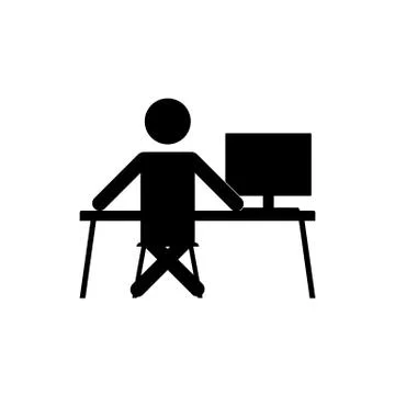Businessman sitting at the computer Stock Illustration