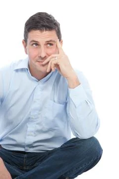 Businessman Sitting on the Floor While looking Up Stock Photos