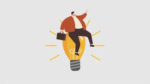Businessman Sitting on Glowing Light Bulb Representing Business Idea Innovation Stock Footage 344534313