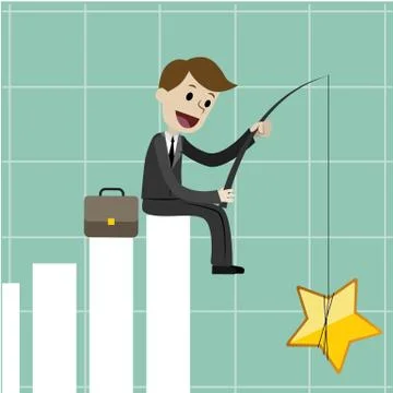 Businessman sitting on the growing chart. Chart growth and success concept. Stock Illustration