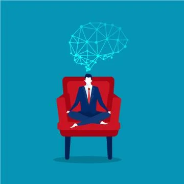 Businessman sitting lotus pose in office chair calm relaxing meditation Stock Illustration
