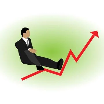 Businessman sitting next to a graph vector illustration Stock Illustration