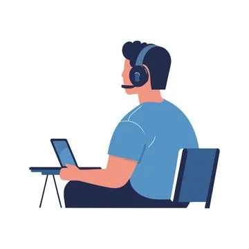 Businessman sitting at table, using modern technology Illustrazione stock