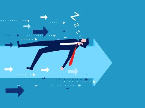 Businessman sleeping on progressive arrow graph vector Illustrazione stock