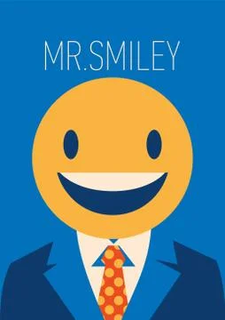 Businessman with a smiley face instead of his head Stock Illustration