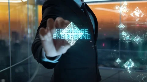 Businessman with Software Engineering hologram concept Stock Footage 121482861