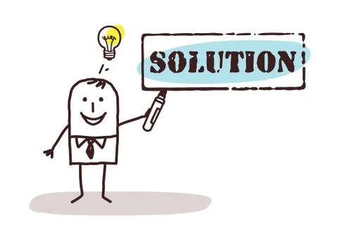 Businessman with solution sign Stock Illustration