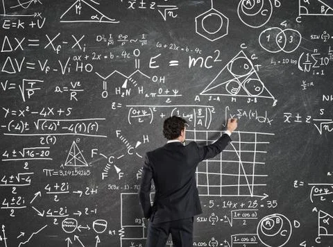 Businessman solve problems with Math calculations Stock Photos