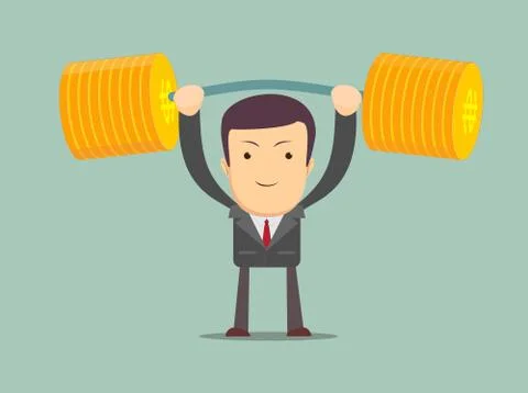 Businessman solves lightly every weight work Stock Illustration