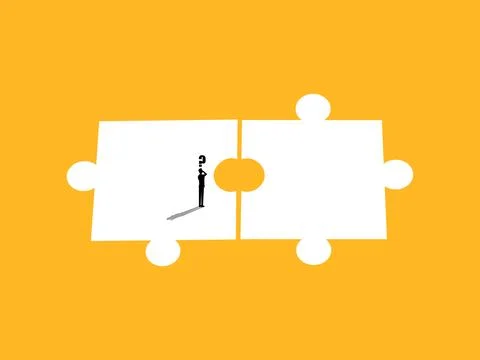 Businessman solves the problem of mismatched jigsaw pieces Stockillustratie