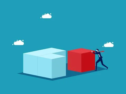 Businessman solving problem with perfect red cube. business concept イラスト素材