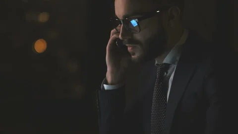 Businessman solving problems on the phone Stock Footage 106780589