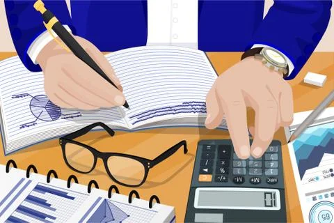 Businessman Solving Problems Vector Illustration Stock Illustration