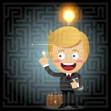 Businessman solving the solution of labyrinth イラスト素材