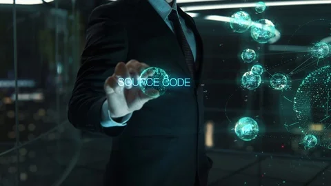 Businessman with Source Code hologram concept Stock Footage 120423714