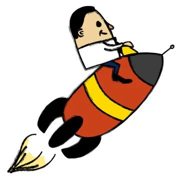 Businessman on a space rocket Stock Illustration