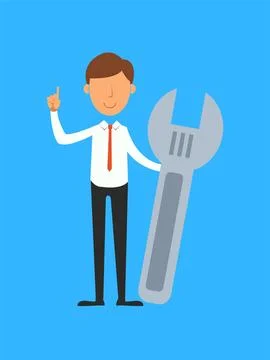 Businessman with Spanner. Stock Illustration