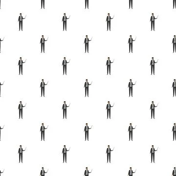 Businessman speaker pattern pointing presenting on white background Stock Illustration