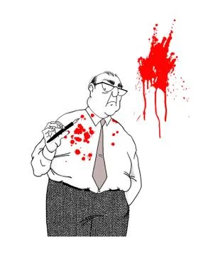 Businessman Sprayed With Red Ink Stock-Illustration