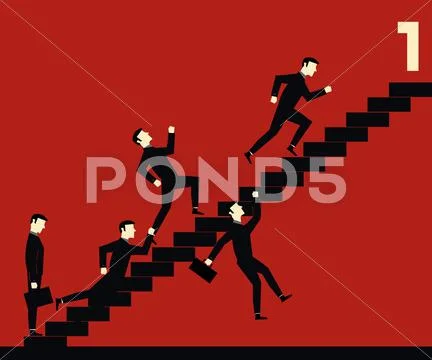 Businessman Stair Competition Stock Illustration