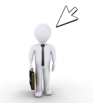 Businessman is standing and a mouse pointer Illustrazione stock