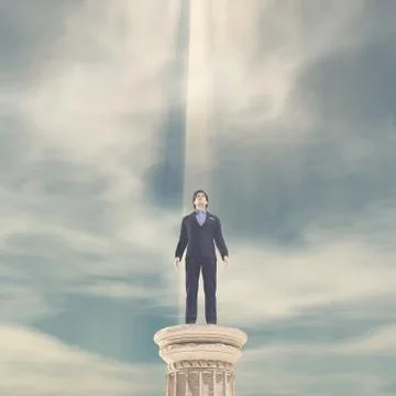 Businessman standing on a column Stock Illustration