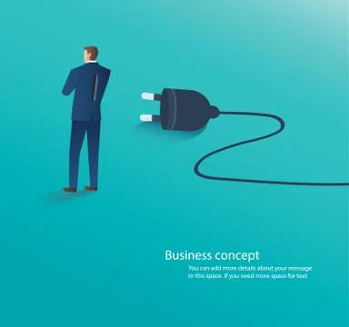 Businessman standing with electrical plug Stock Illustration