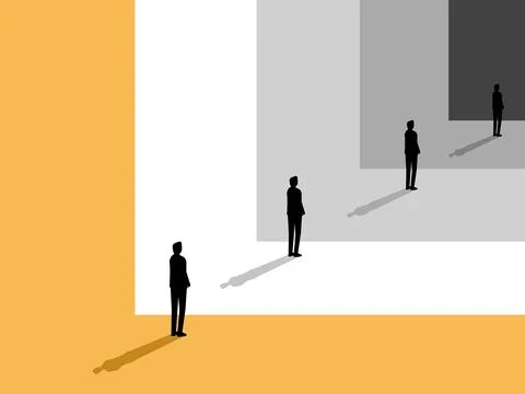 Businessman standing looking at his reflection in the mirror Stock Illustration