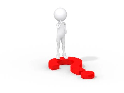 Businessman standing on question mark's point and thinking 库存插图