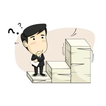 Businessman Standing On Stack Of Documents Stock Illustration