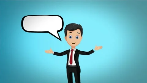 A businessman standing talking with a big bubble beside him Stock Footage 281855259