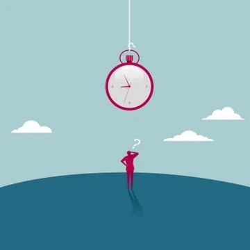 Businessman standing under the clock. Stock Illustration